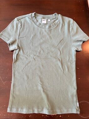 TNA Sage Green Ribbed Short Sleeve Tee